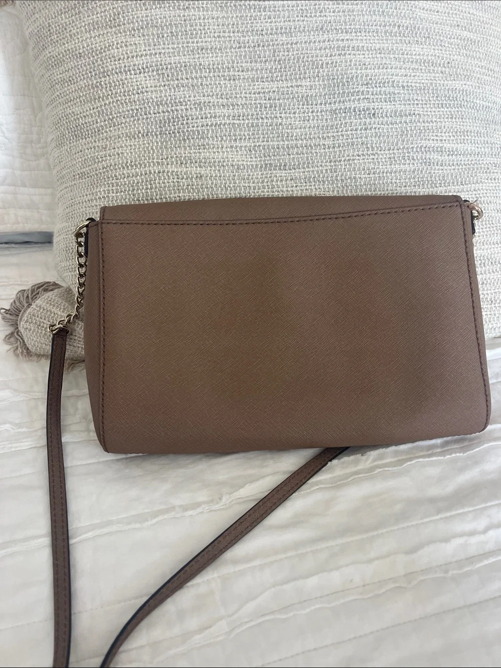Kate  Spade Taupe/Brown Saffiano Leather Shoulder Bag